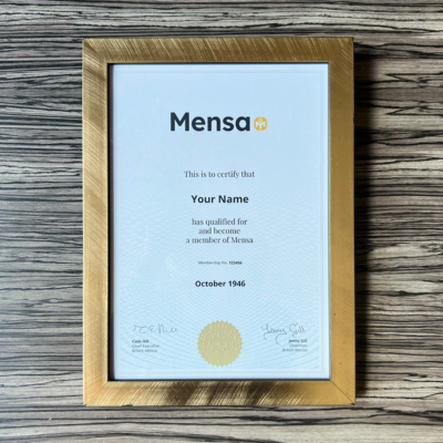 British Mensa Membership Certificate - Framed